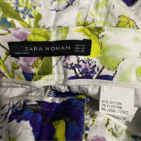 Zara Woman Cotton Blend Mixed Floral Print Chino Shorts - Picture 5 of 6